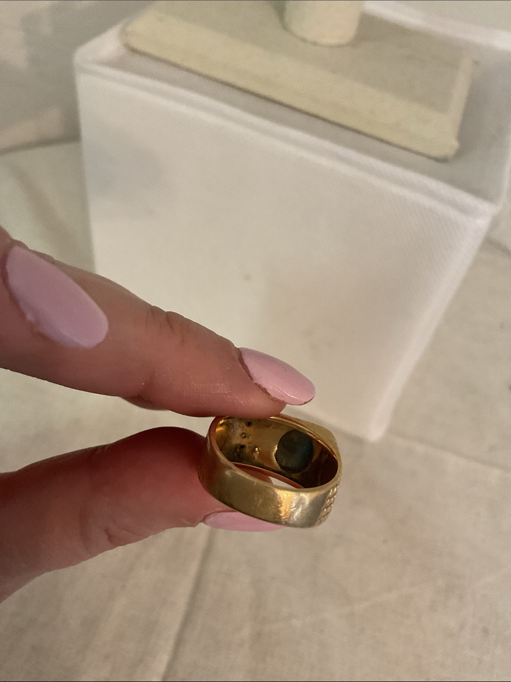 Vintage 14K Gold Black Star Sapphire Signet Ring Size 9 - Picture 7 of 9